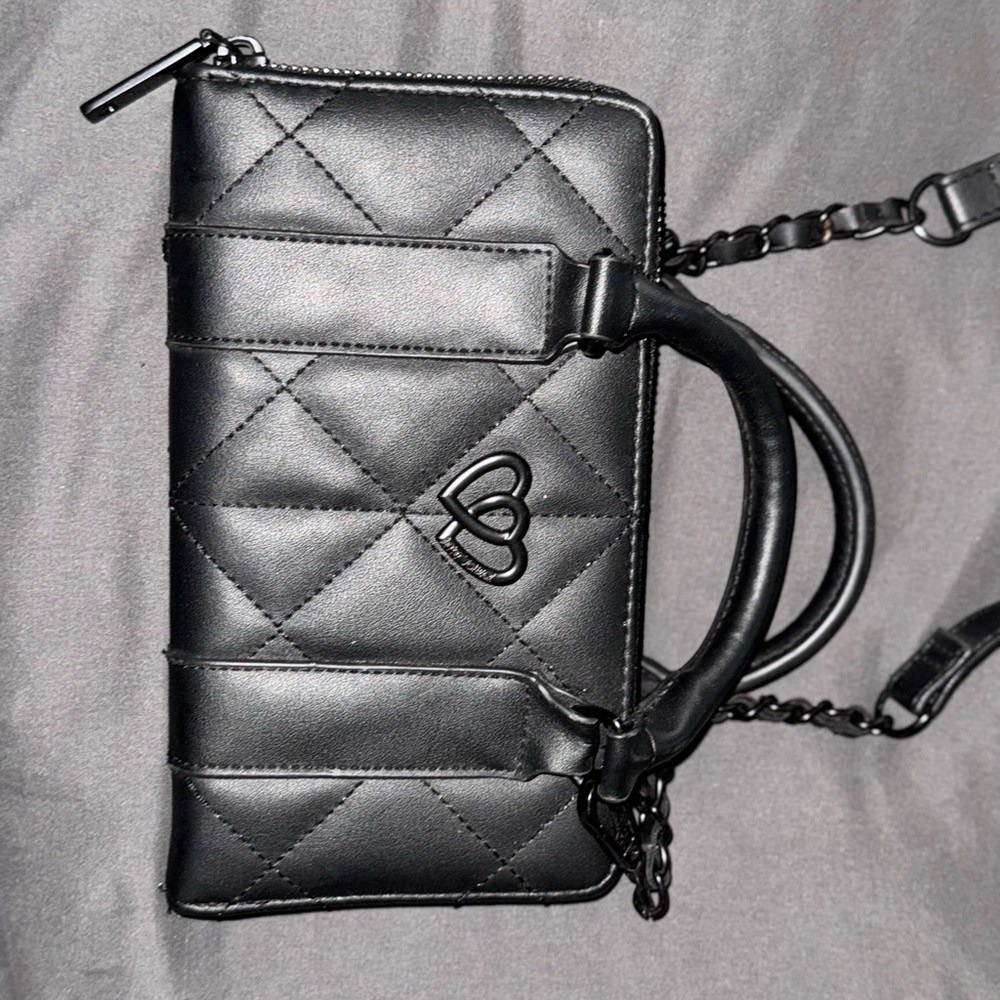 Betsey Johnson Black Quilted Crossbody Bag with Chain Strap